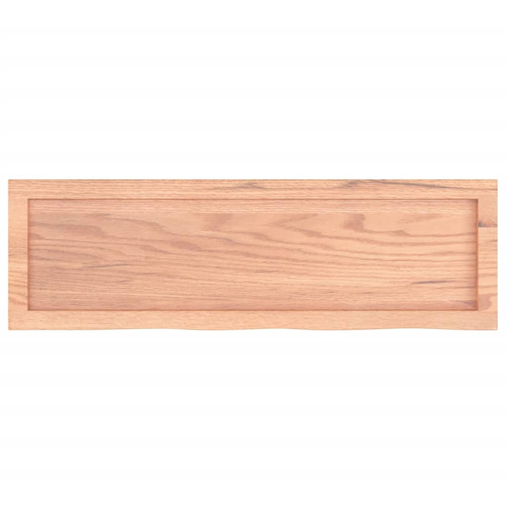 vidaXL 100cm Light Brown Treated Solid Oak Wood Floating Wall Shelf Image 4