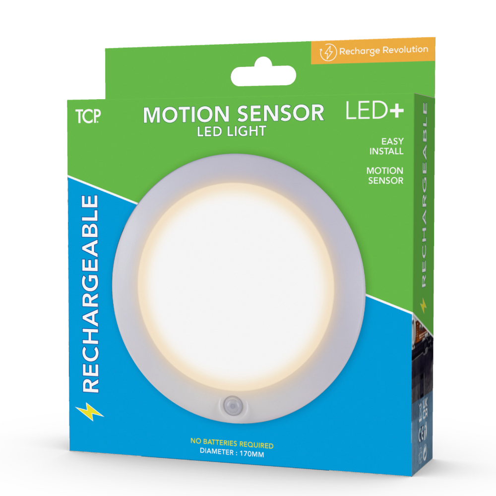 TCP LED+ 17cm Round Rechargeable Lighting with Motion Sensor Image 1