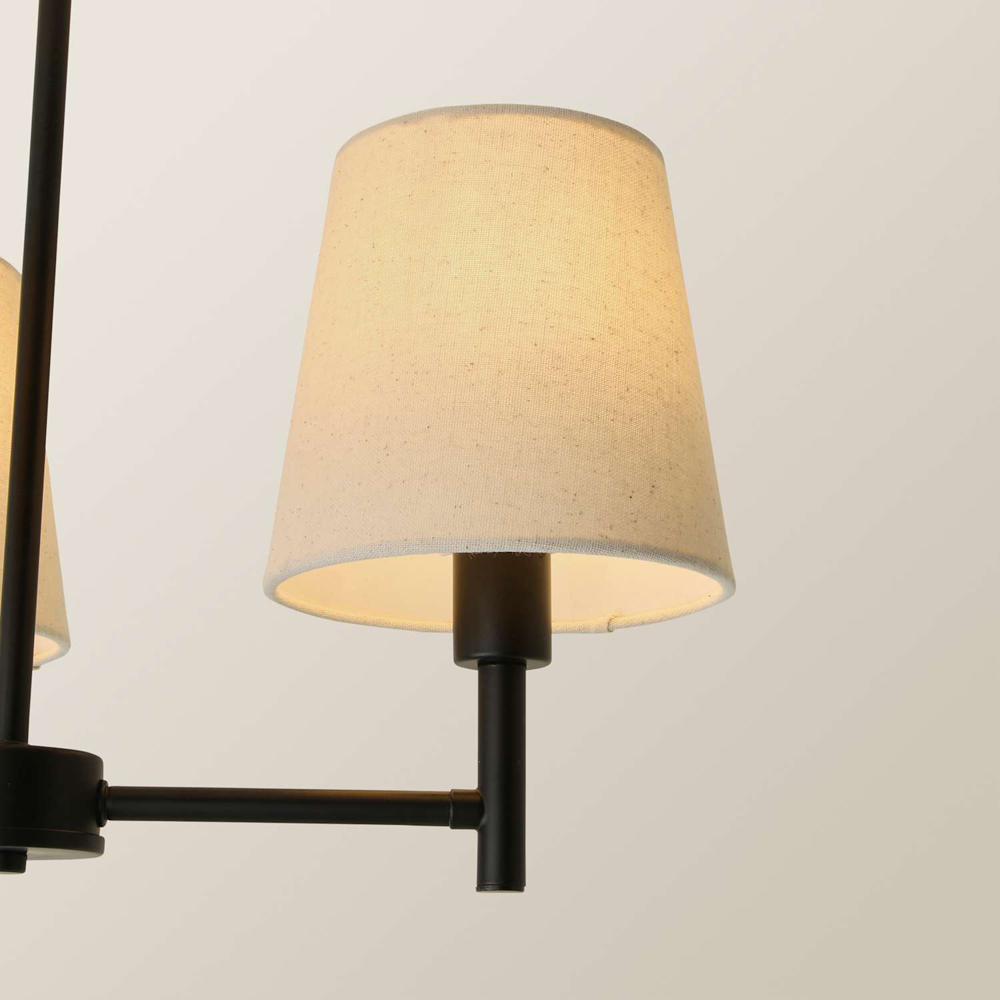 ValueLights Kincaid 3 Arm Tapered Shade Matt Black Chandelier Ceiling Light with Bulb Image 3