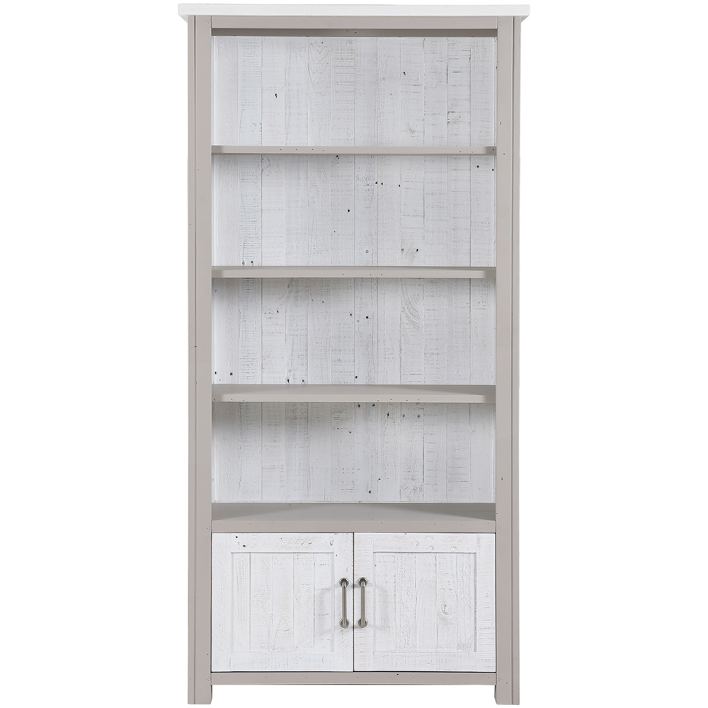 Baumhaus Greystone 2 Door 4 Shelf White Open Bookcase Image 3