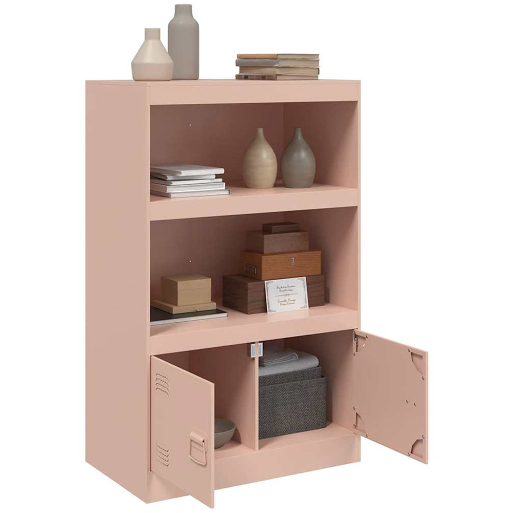 vidaXL 2 Door 2 Shelf Pink Metal Sideboard Image 4