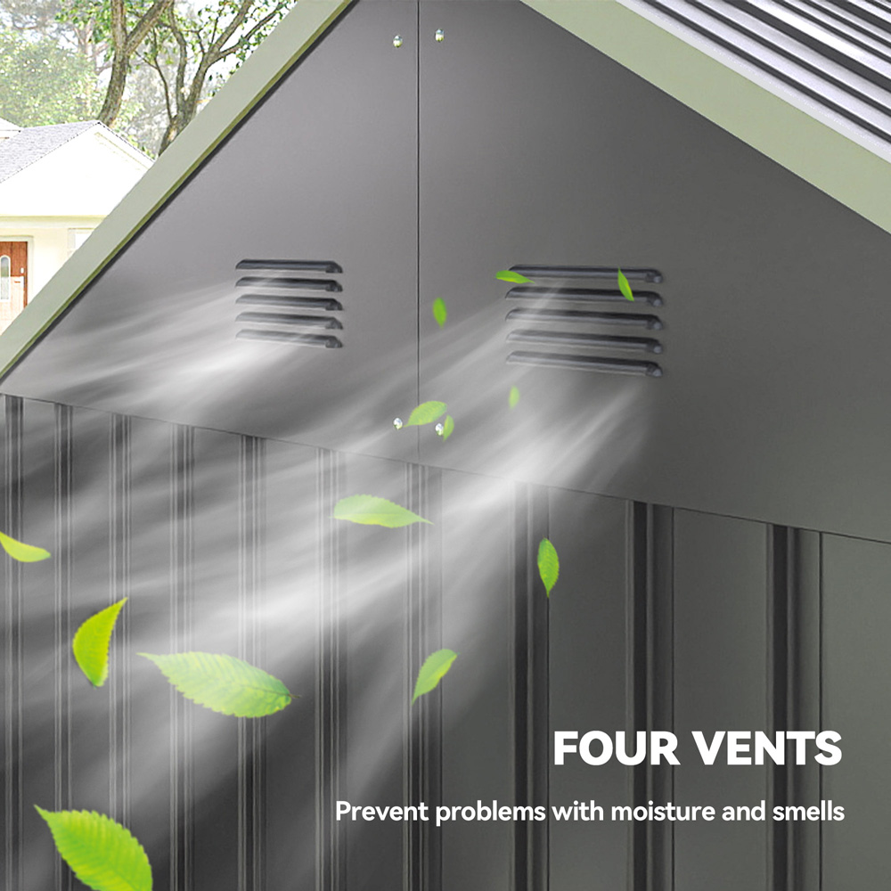 Outsunny 8.5 x 5.6ft Grey Metal Apex Garden Shed Image 6