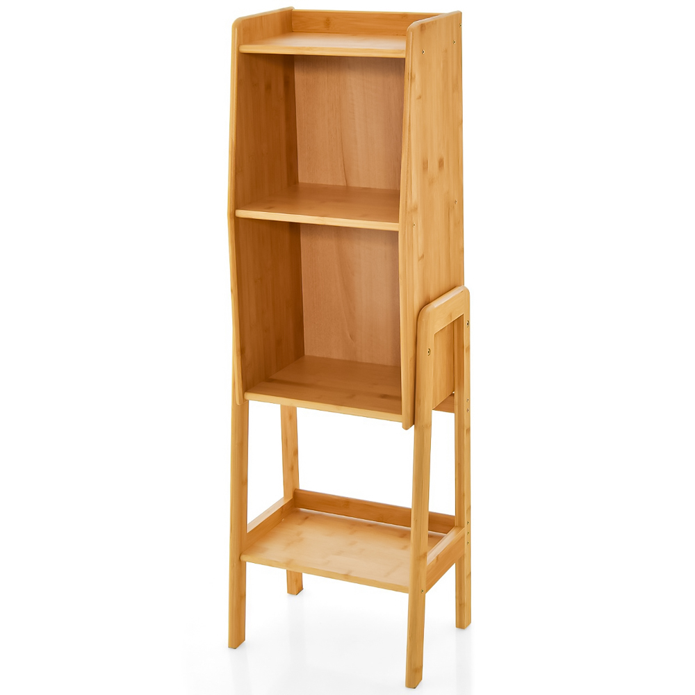 Costway 4 Shelf Bamboo Freestanding Bookcase Image 2