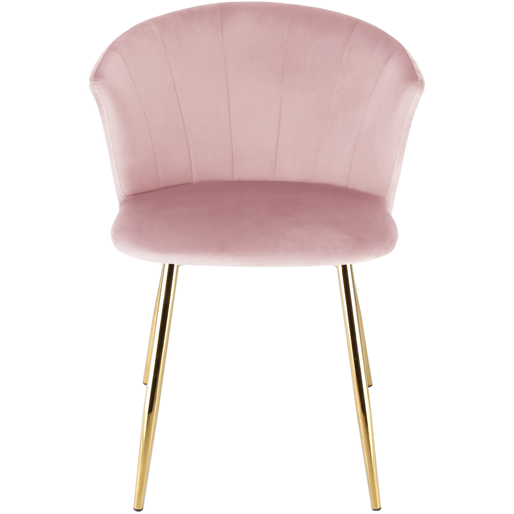 Home Garden Direct Mill Set of 2 Pink Velvet Dining Chairs with Golden Legs Image 3