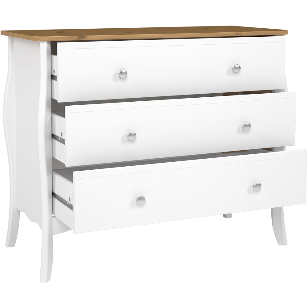 Florence Baroque 3 Drawer Pure White Iced Coffee Lacquer Wide Chest of Drawers Image 5