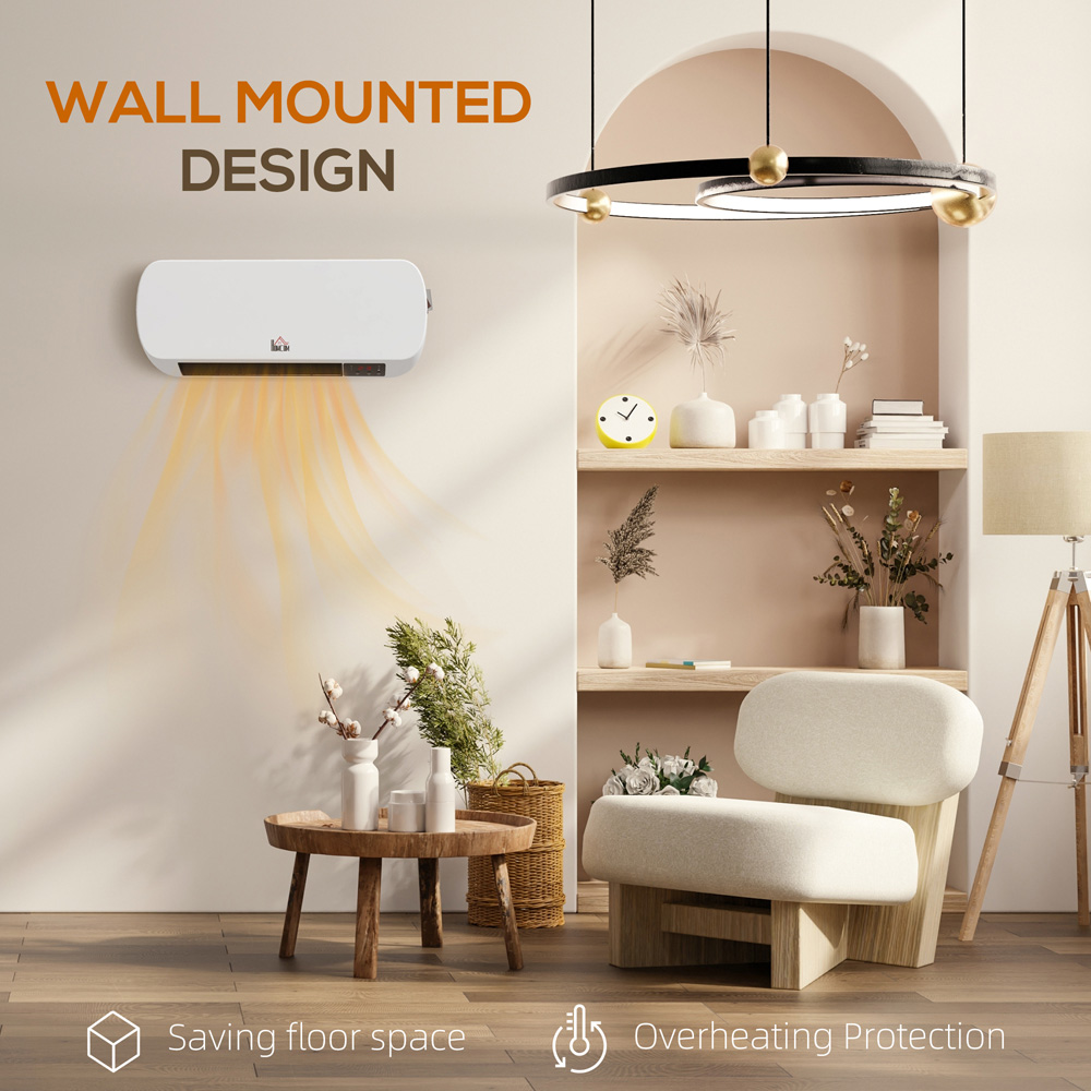 HOMCOM White Electric Wall Mounted Heater 2000W Image 7