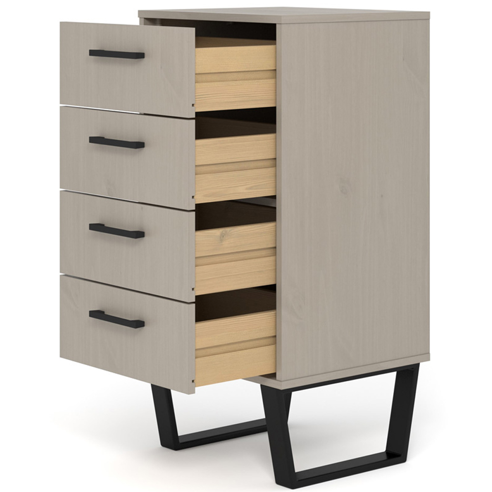 Core Products Texas 4 Drawer Grey Waxed Pine Narrow Chest of Drawers Image 4