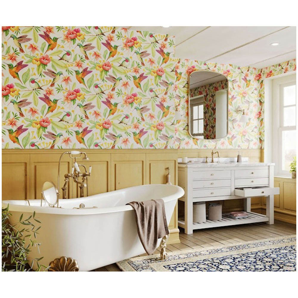 Bobbi Beck Eco Luxury Hummingbird and Flower Multicolour Wallpaper Image 3