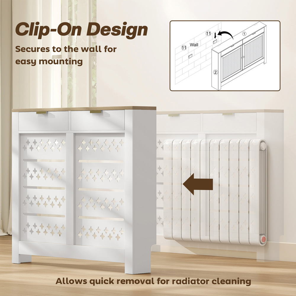 HOMCOM White Single Flip Shelf Heater Cover 108 x 19 x 95.5cm Image 6