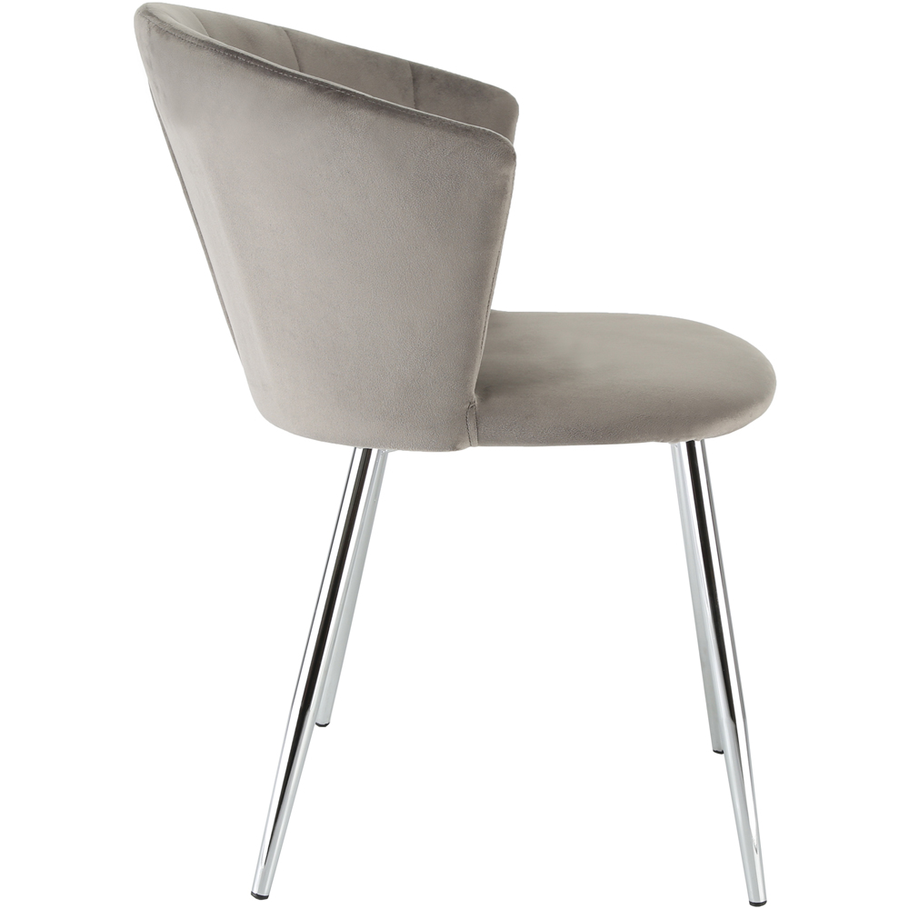 Ella Dining Accent Chair Velvet Upholstery - Grey (Silver Legs) Image 5