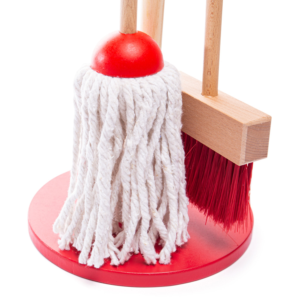 Bigjigs Toys Wooden Cleaning Stand Set Red Image 4