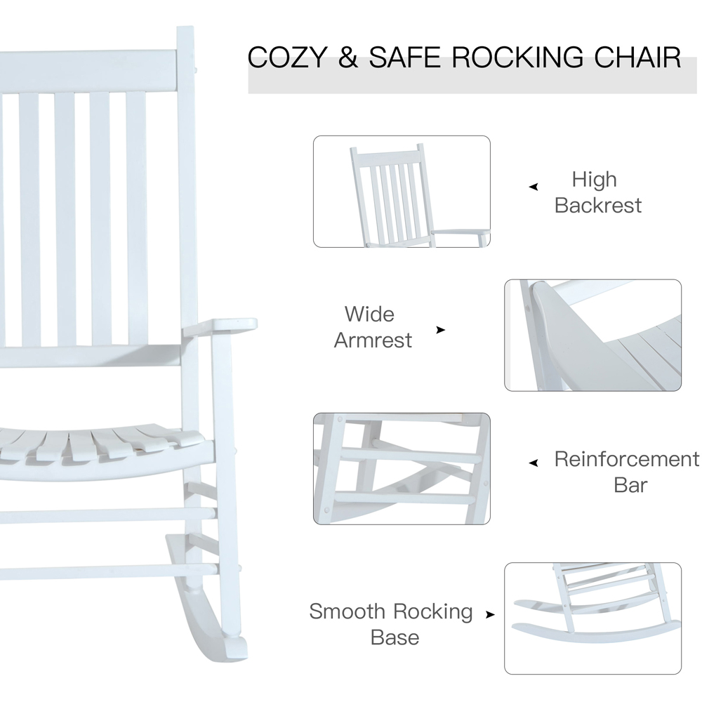 Outsunny White Rocking Chair Image 4