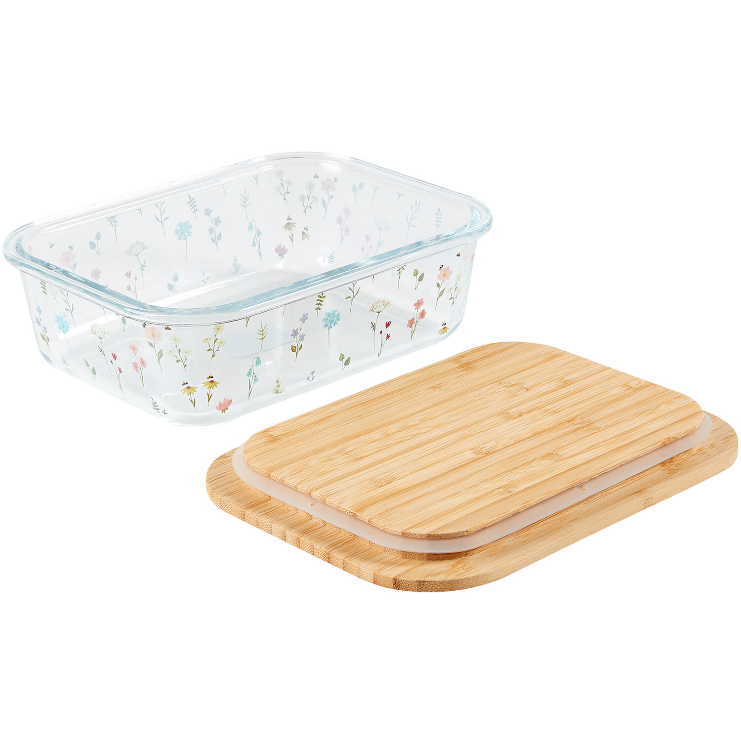 Flower Market Glass Food Storage Container - Clear / Medium Image 2