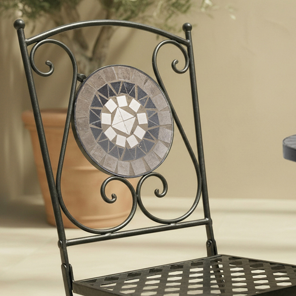 Charles Bentley 2 Seater Bistro Set Mosaic Black and Grey Image 7