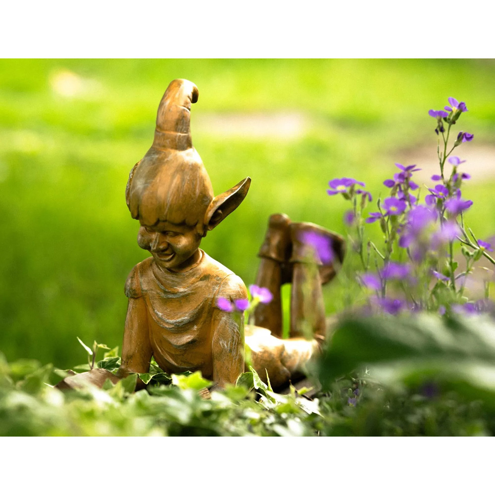 Marco Paul Bronze Lying Elf Reading a Book Garden Ornament Image 8