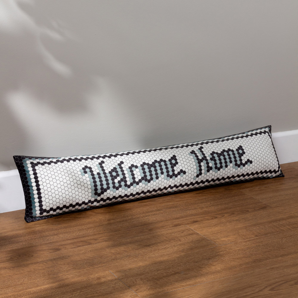 furn. Multicolour Welcome Home Mosaic Message Velvet Draught Excluder Image 2