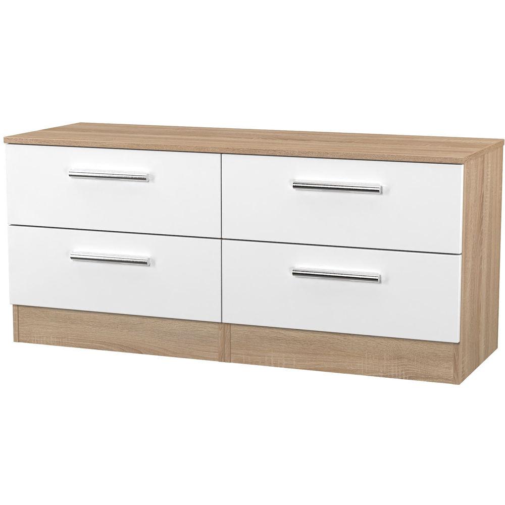 Crowndale Contrast 4 Drawer White Matt and Bardolino Oak Bed Box Ready Assembled Image 4