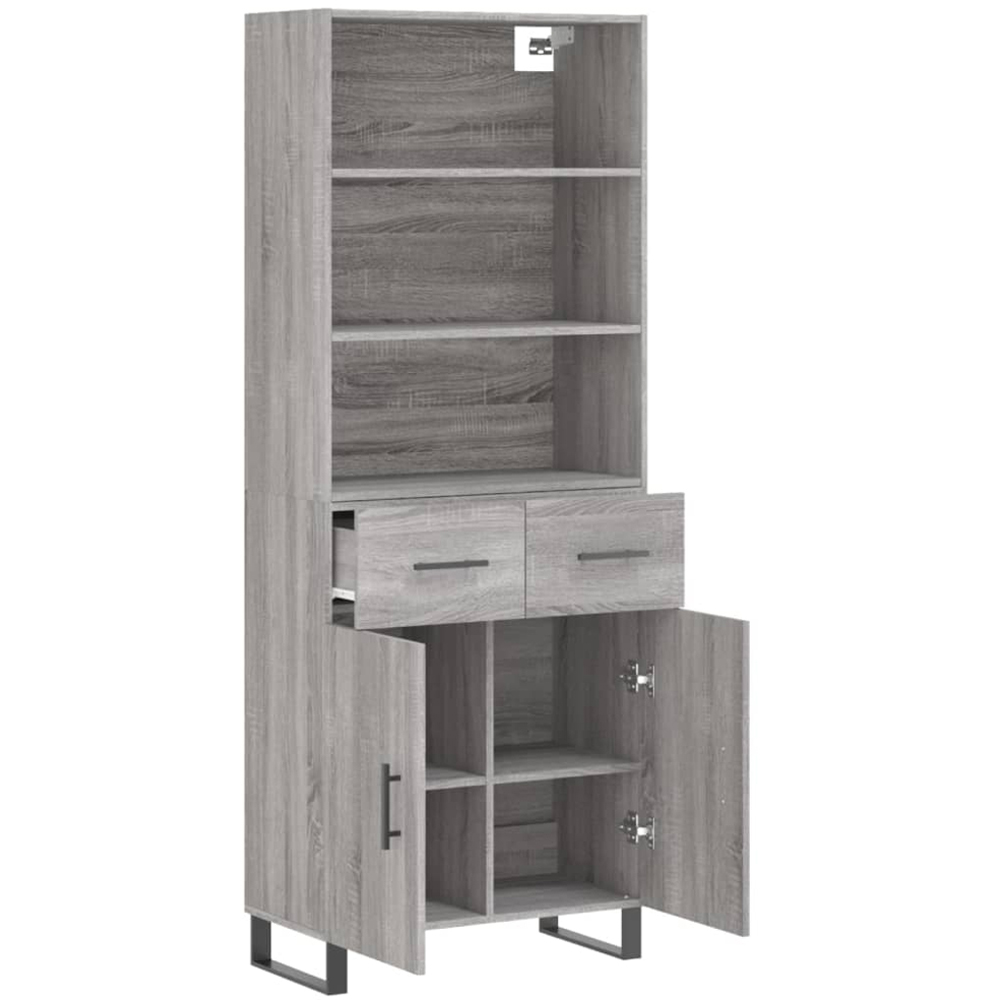 vidaXL 2 Door 2 Drawer 3 Shelf Grey Sonoma Highboard Image 4
