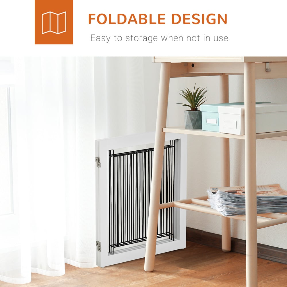 PawHut White 3 Panel Foldable Wooden Small Dog Safety Gate Image 5