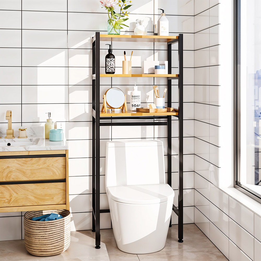 Living and Home 3 Shelf Black Over Toilet Storage Shelf Image 7