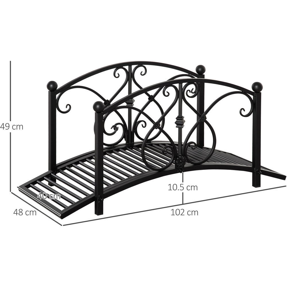 Outsunny Black Metal Traditional Arc Garden Bridge 3.3ft Image 7