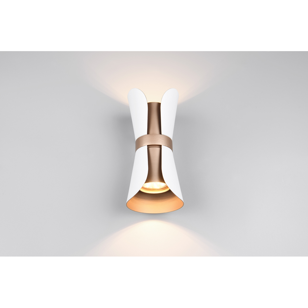 TRIO Coat Matt White and Coffee Up and Down Wall Light Image 5