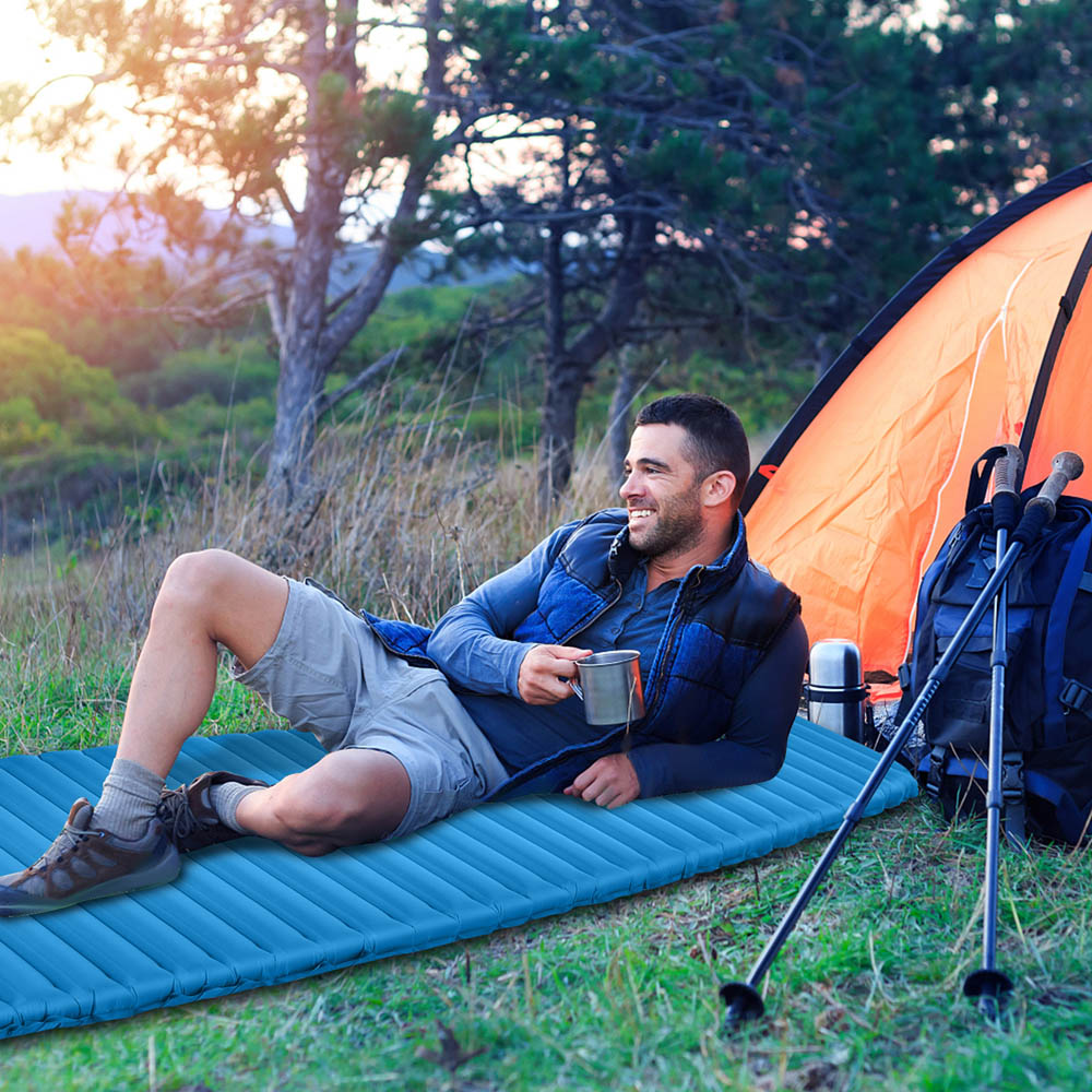 Costway Blue Inflating Camping Mat Image 2