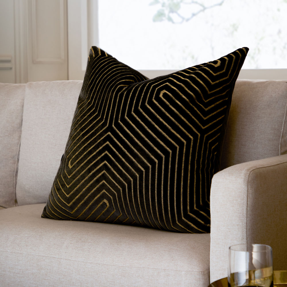 Paoletti Evoke Black Cut Velvet Cushion 55 x 55cm Image 2