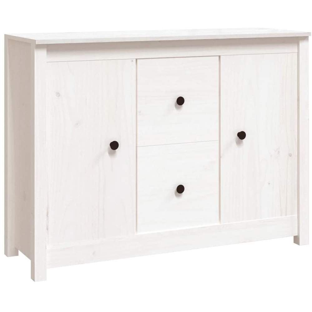 vidaXL 2 Door 2 Drawer White Solid Pine Wood Sideboard Image 2