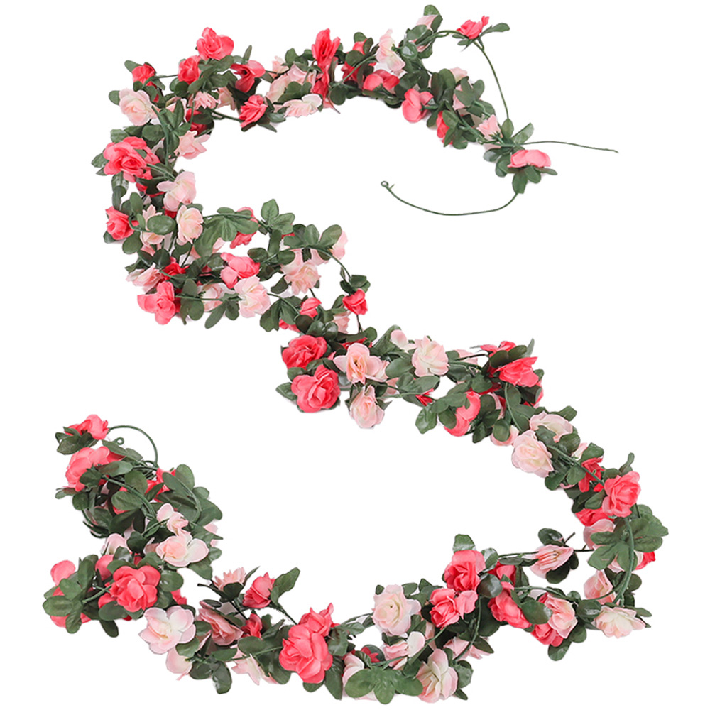 Living and Home Pink and Green Silk Peony Artificial Hanging Vine Garland 250cm Image 1