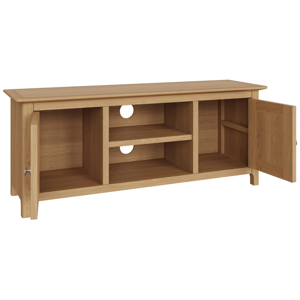 FWStyle Taberno 2 Door 2 Shelf Natural Lacquered Oak Wide TV Unit Image 4