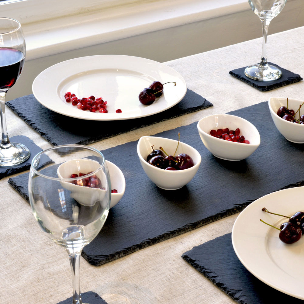 Argon Tableware 13 Piece Slate Rectangle Placemat and Drink Coaster Set Image 7
