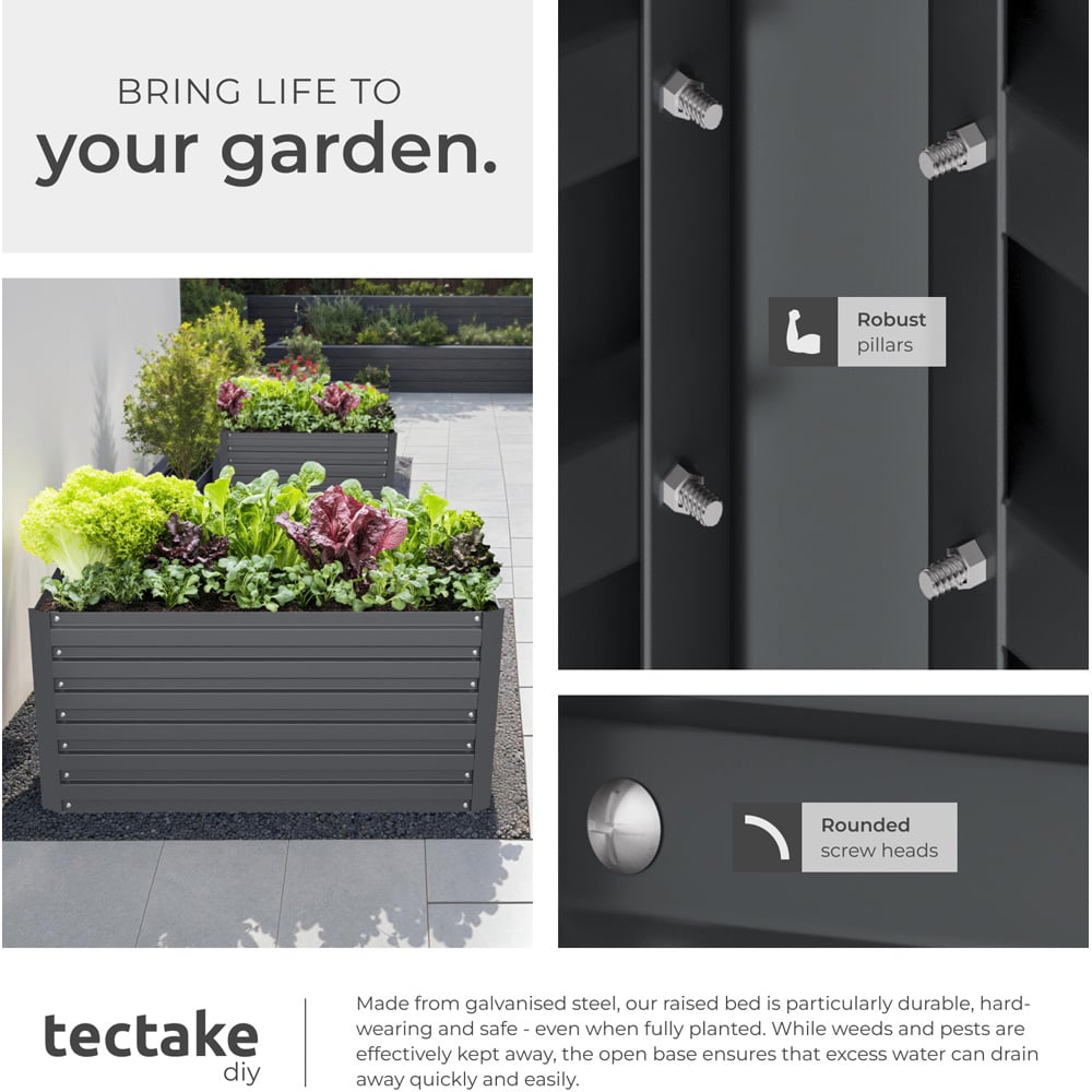 tectake Galvanised Raised Bed 540L Image 5
