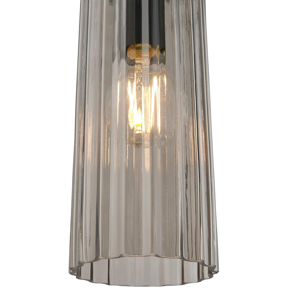 Nordlux Miella E27 Smoked Fluted Glass Pendant Light Image 4