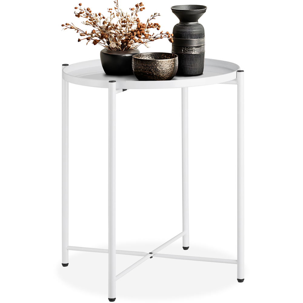tectake Chester White Round Bedside Table Image 2