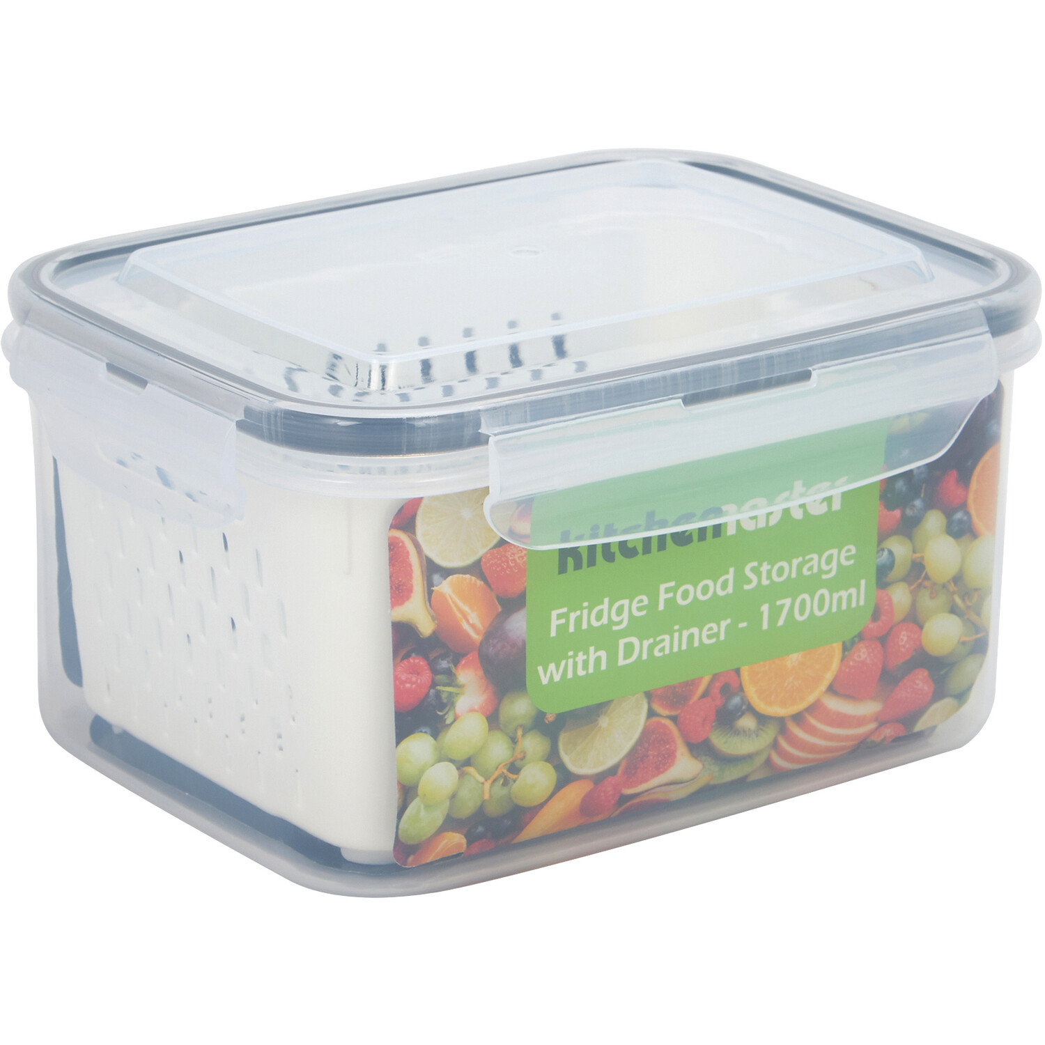Kitchen Master 1.7L Food Container and White Drainer Set Image 1