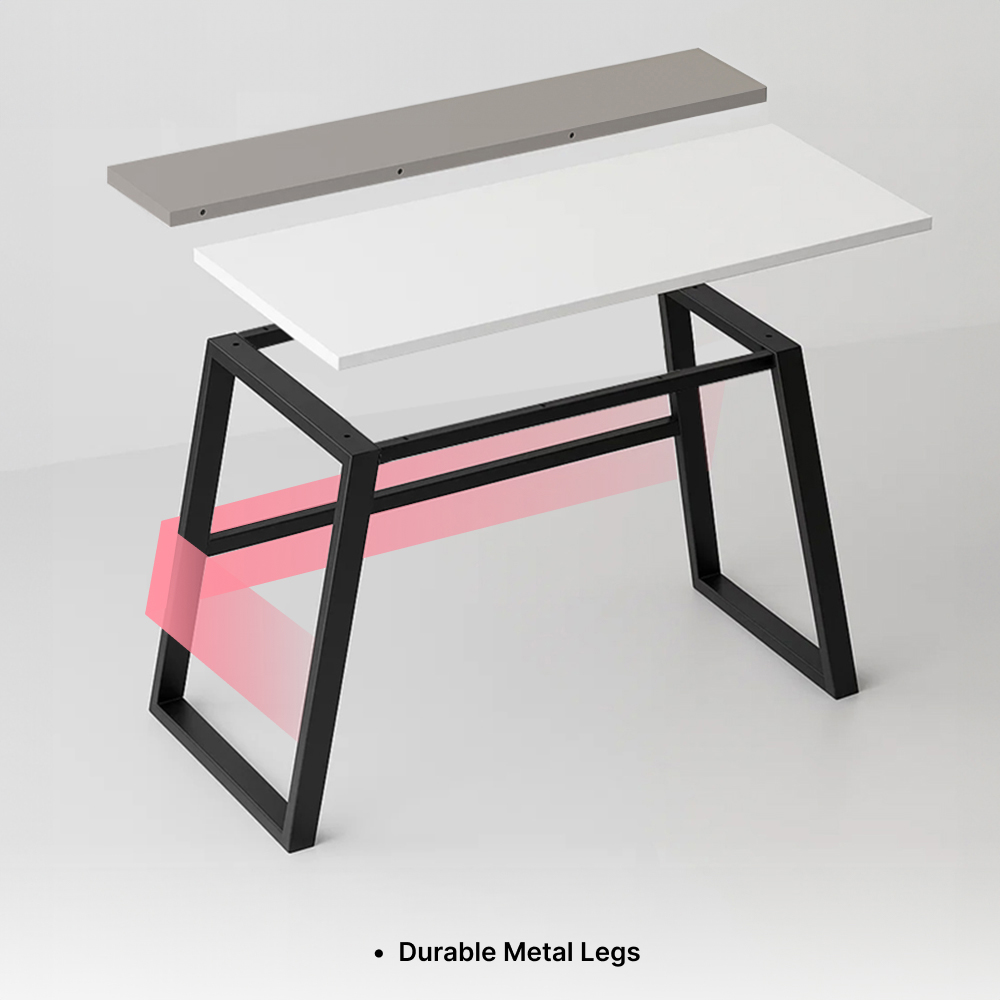 Decortie Kemre Metal Leg Modern Computer Desk Black White and Mocha Grey Image 3