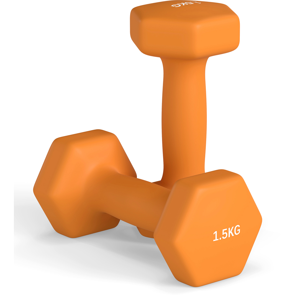SPORTNOW Orange Hexagonal Dumbbell 1.5kg 2 Pack Image 3