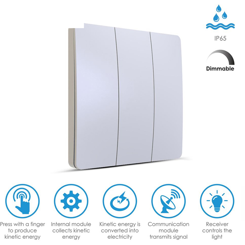 ENER-J PRO 3 Gang White Wireless Kinetic Switch Image 5