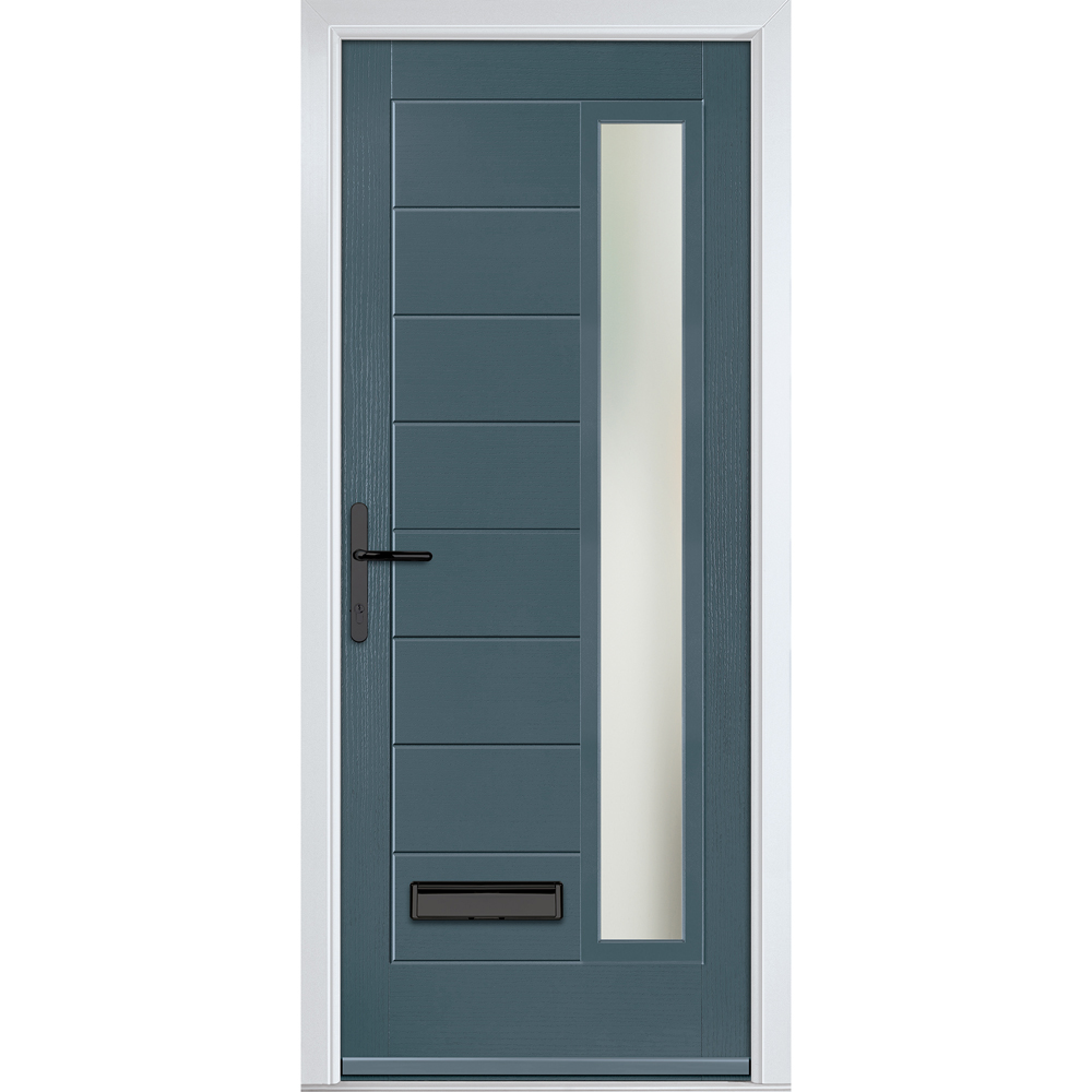 Crystal-Direct Monza Slate Grey GRP Clear Glass Right Hand Open Front Door 890 x 2090mm Image 1