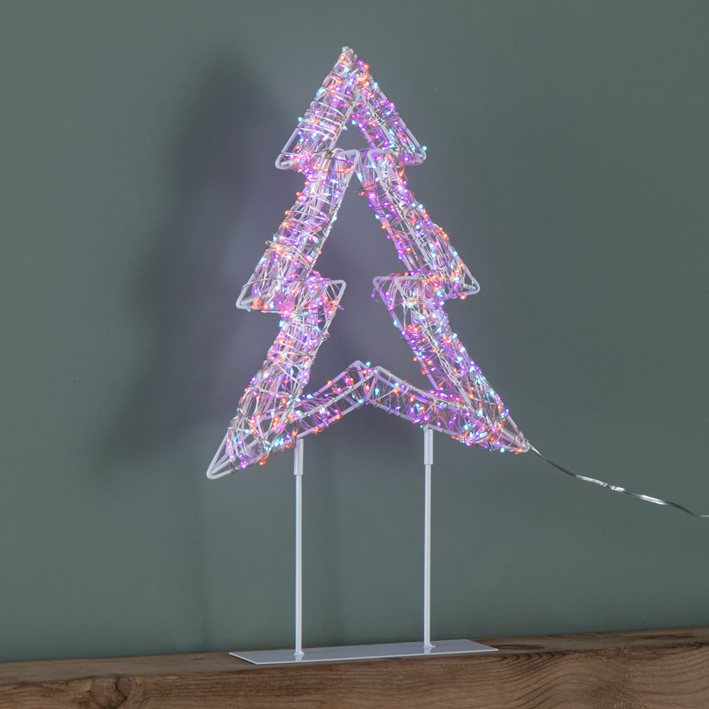 Samuel Alexander 720 Twinkling Rainbow LED Light-Up White Christmas Tree on Metal Stand 45cm Image 8