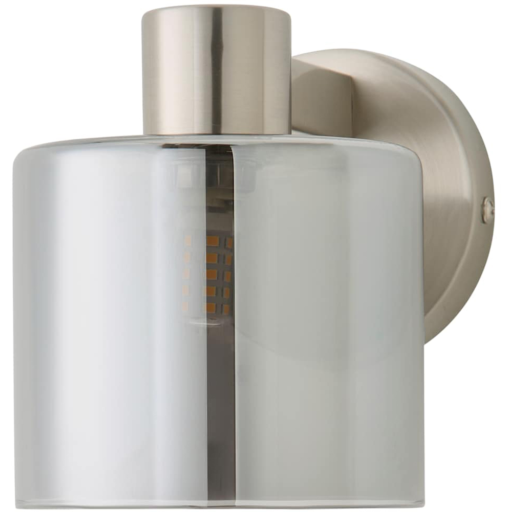 ValueLights Demi Smoked Glass Shade Brushed Chrome Wall Light with Bulb Image 1