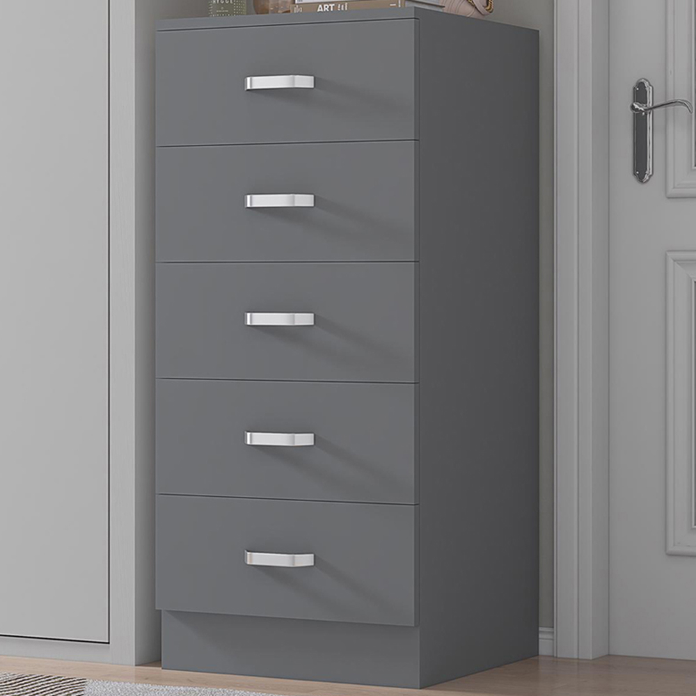 FWStyle Tunis Matt Grey 5 Drawer Slim Chest Image 1