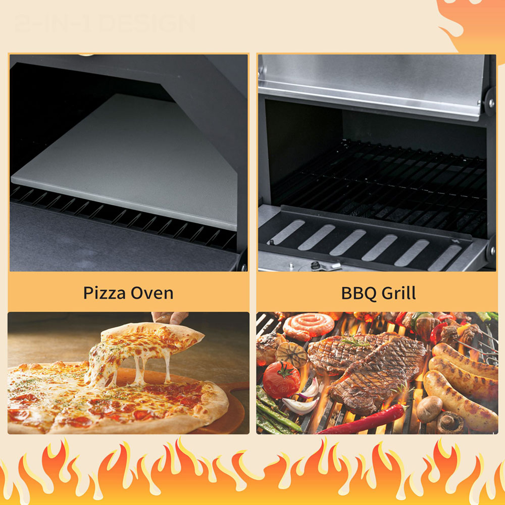 Outsunny 3 Tier Charcoal Pizza Oven and BBQ Grill Image 5