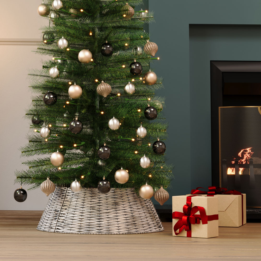 Charles Bentley Grey Wicker Medium Christmas Tree Skirt 25cm Image 6