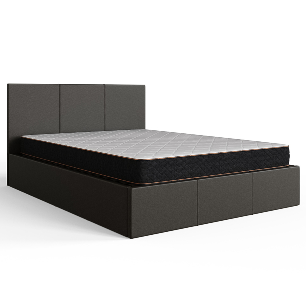 GFW Small Double Grey Hopsack Fabric End Lift Ottoman Bed with Memory Pocket Spring Mattress Image 4