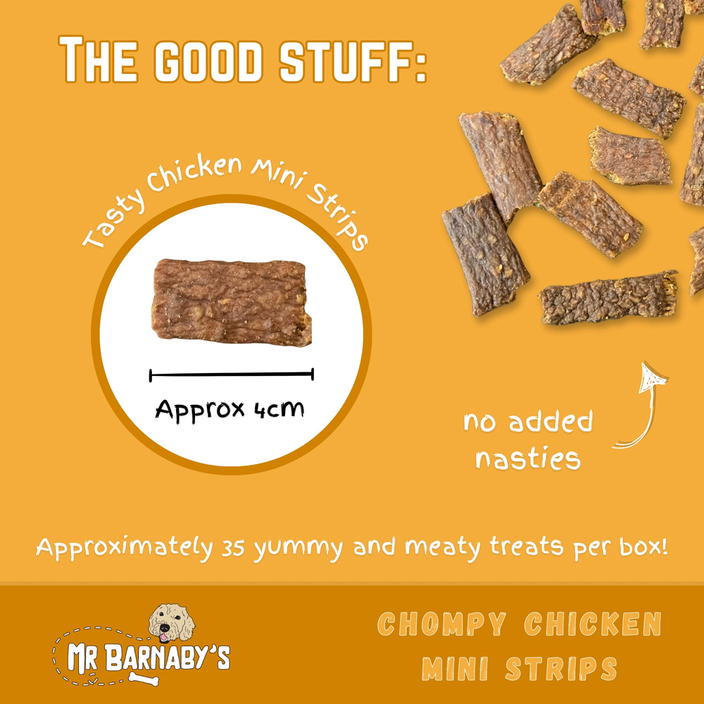 Mr Barnaby's Chompy Chicken Mini Strips Dog Treats 2 Pack Image 2