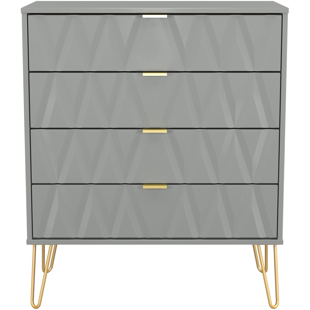 Crowndale Diamond 4 Drawer Dusk Grey Chest of Drawers Ready Assembled Image 3
