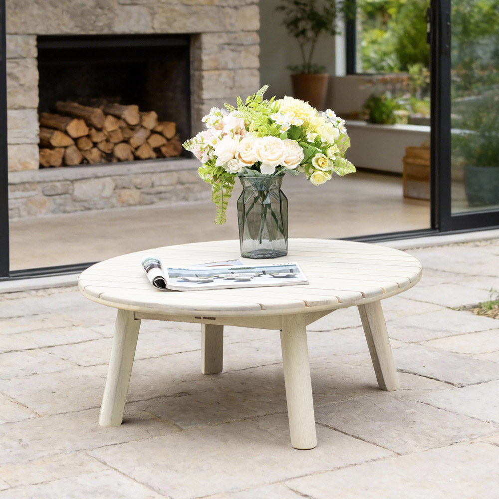 Direct Wicker Naturally Sanded Wooden Garden Coffee Table Image 3