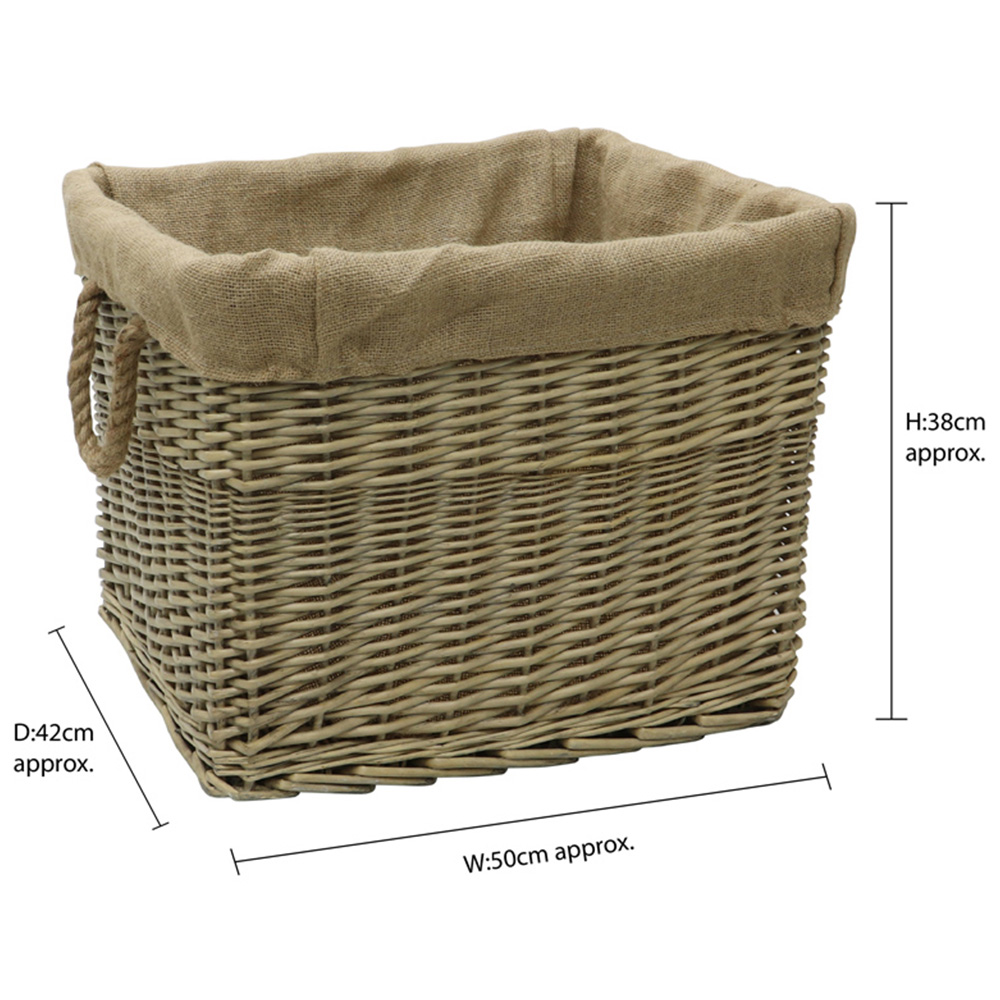 JVL Willow Antique Wash Log Basket with Rope Handles 38 x 50 x 42cm Image 7